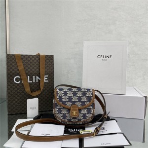 celine BESACE mini TRIOMPHE embroidered fabric saddle bag 196702