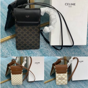 Celine logo printed sheep leather flip phone case 10G332