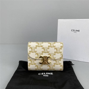 Celine small tri-fold wallet in TRIOMPHE canvas 10D782
