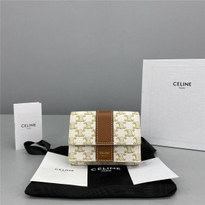 Celine TRIOMPHE CANVAS logo print folding short wallet 10D722