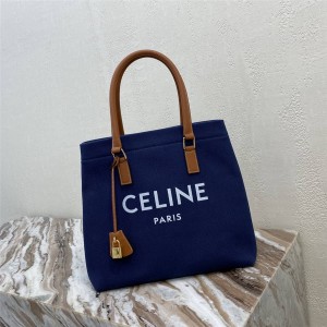 Celine printed canvas and calfskin handbag shopping bag 192162
