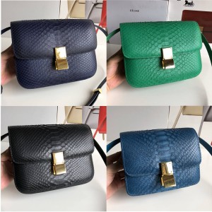 celine snake skin classic box tofu bag