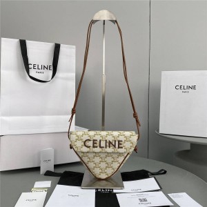 celine white logo print triangle handbag 195902