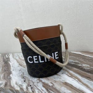 celine BUCKET printed canvas and calf leather bucket bag 196272