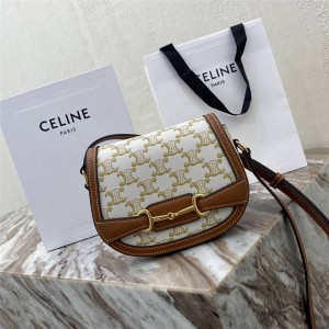 celine CRÉCY Small Natural Calfskin Handbag Saddle Bag 191363