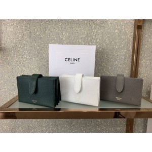 Celine new grain calf leather organ pleat card pack 10B693