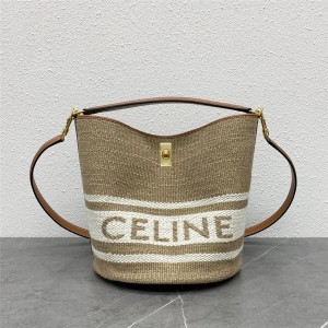 celine BUCKET 16 fabric and cow leather bucket bag 195572