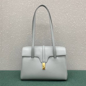 celine SOFT 16 Medium Smooth Calfskin Handbag Mineral Grey 195543