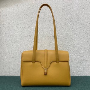 celine SOFT 16 Medium Smooth Calfskin Handbag Yellow 195543