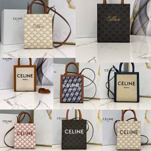 celine CABAS mini logo print and cow leather tote bag 194372