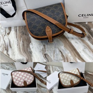 celine FOLCO medium logo print handbag saddle bag 191502