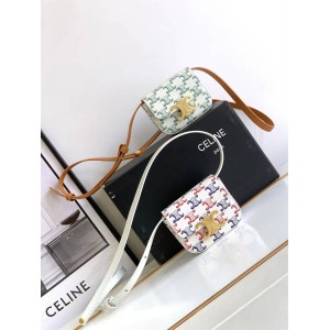 Celine 10I512 TRIOMPHE Mini Logo Printed Handbag Headphone Bag Crossbody Bag 101513