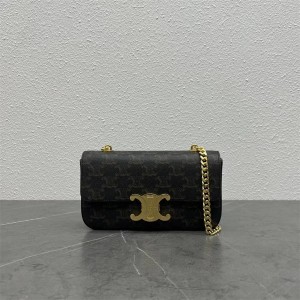 Celine 197992 TRIOMPHE Logo Printed Chain Shoulder Bag