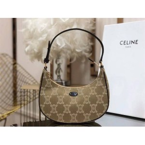 Celine 193952 AVA TRIOMPHE embroidered canvas shoulder bag