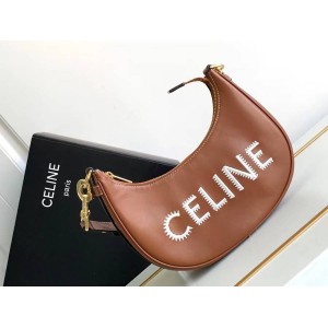 Celine 196923 AVA Medium Smooth Cow Leather Embroidered Letter Handbag 193952