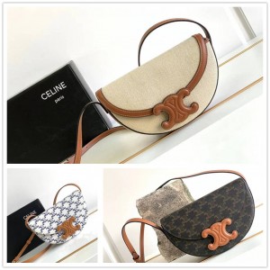 Celine 111232 112032 BESACE TRIOMPHE logo printed cow leather handbag 111233