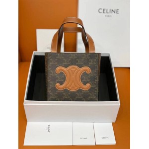 Celine 199202 CUIR Triomphe Logo Printed Cow Leather Cube Handbag