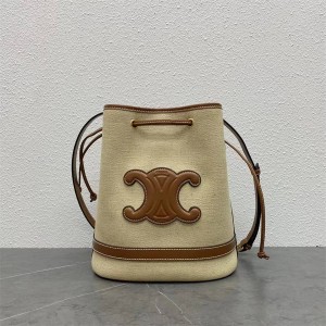 Celine 196752 SEAU MARIN fabric and cow leather handbag bucket bag