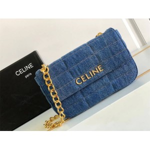 Celine 111272 MATELASE MONOCHROME Denim Chain Bag 111273