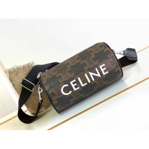 Celine men's bag 110052 large flower logo printed cylinder bag