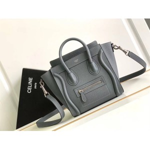 Celine 189243 LUGGAGE NANO Shoulder Bag 168243 Smoked Grey