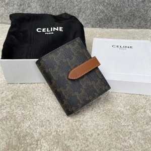 Celine 10H262 Small Logo Printed Sheep Leather Wallet