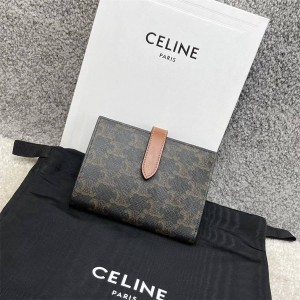 Celine 10B642 Medium Logo Printed Sheep Leather Wallet