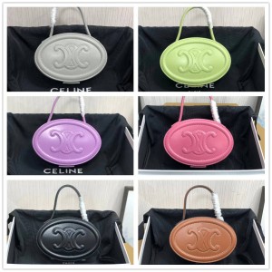 Celine 198613 CUIR TRIOMPHE Oval Makeup Bag Pig Nose Mooncake Bag