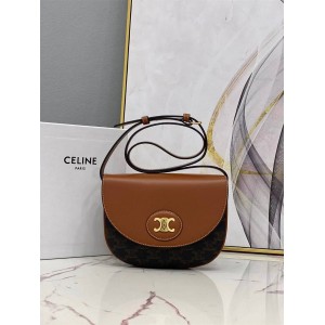 Celine 194152 BESACE TRIOMPHE Logo Printed Saddle Bag