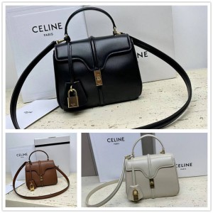 Celine 197983 16 cow leather mini handbag