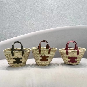 CELINE 60447 TEEN TRIOMPHE CLASSIC Panier Series Mini Woven Vegetable Basket Bag