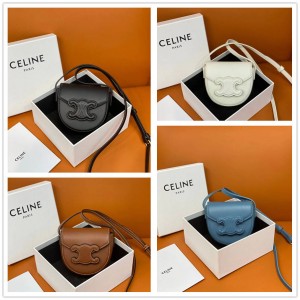 Celine 10J303 BESACE Mini TRIOMPHE Smooth Cowhide Handbag Saddle Bag