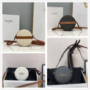 Celine 10G342 TRIOMPHE Artificial leather and sheepskin leather round cake bag