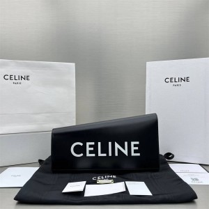 Celine 110763 Letter Printed Shiny Cow Leather Asymmetric Handbag 60678