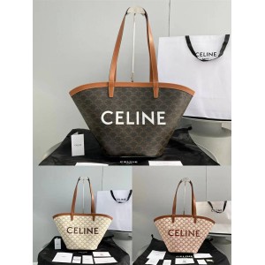 Celine 196952 COUFFIN Medium Old Flower Fan-shaped Shopping Bag 60189