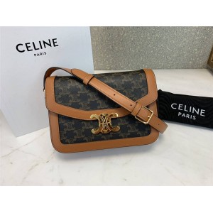 celine official website TRIOMPHE canvas and leather shoulder bag 187366