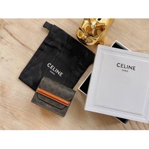 Celine 10E242 Logo Printed Sheep Leather Business Card Bag