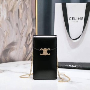 Celine 10J133 Shiny Cow Leather Vertical Mobile Phone Bag