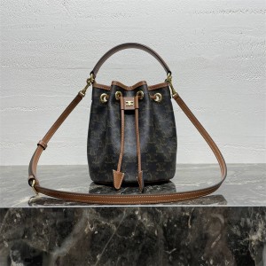 Celine 121672 TEEN CLARA Logo Printed Bucket Bag
