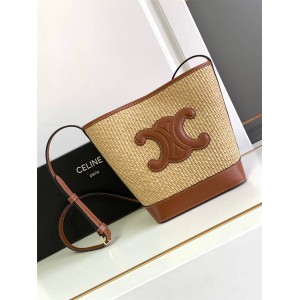 Celine 113782 CUIR TRIOMPHE Small Woven Bucket Bag 198243