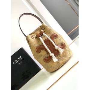 Celine 196532 TEEN CELINE Knitted Embroidered Jacquard Bucket Bag
