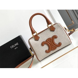 Celine 113772 striped fabric small Boston bag 197582