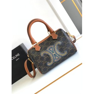 Celine 113772 Embroidered Logo Small Boston Pillow Bag 197582