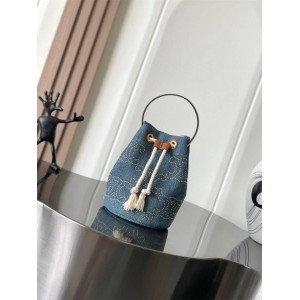 Celine196532 TEEN CELINE Decorative Nail Denim Bucket Bag