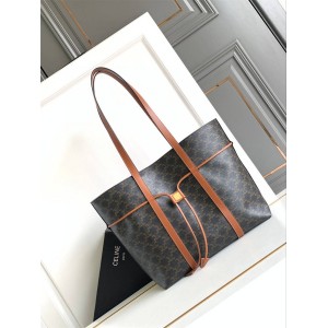 Celine 113722 CABAS Logo Printed Leather Tote Bag