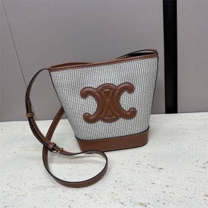 Celine 198242 CUIR TRIOMPHE Small Striped Bucket Bag 198243
