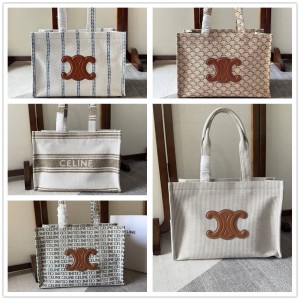 Celine 196762 CABAS THAIS Large Canvas Tote Bag