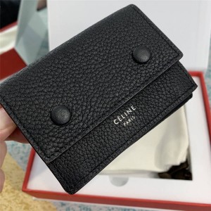 celine tri-fold color-block short beanie calfskin mini wallet