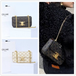 Celine 115202 CLAUDE Logo Printed Chain Bag 197993