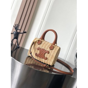 Celine 116562 BOSTON CUIR TRIOMPHE Small Willow Weaving Handbag